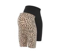esmara® Damen Radlerhosen Umstand, 2 Stück (schwarz/Leopard, L(44/46)) schwarz L(44/46)