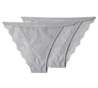 esmara® Damen Slips mit Spitze, 2 Stück (Silber, L(44/46))