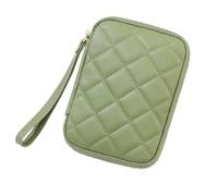 esmen Passoport Schutzhülle mit Reißverschluss, tragbare Aufbewahrung, kleine Tasche, Diamantmuster, Reisepassclip, Handgelenkschlaufe, große Kapazität, Dokumentenaufbewahrung, Reisepasshülle, grün