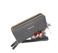 ESMENATZLS Lange Damengeldbörse, Damen, Quaste, Münzgeldbörse, Kartenhalter, Geldbörsen, Doppelreißverschluss, PU-Leder, Clutch, Luxus-Geldtasche, Handy-Tasche, A-grau, Einheitsgröße
