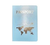 ESMENATZLS Reisepasshülle mit Weltkarte Motiv, einfaches Flugzeug, für Männer und Frauen, trendiges Hochzeitsgeschenk, B Blau, One size