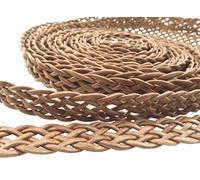esnado Lederband flach geflochten | 1 Meter | Breite 15 mm, Dicke: 2,5 mm | Farbe: Hellbraun | ECHTES Leder - pflanzlich gegerbt | zum Basteln | Herstellung von Armbändern, Mittelalter, Schmuck