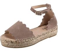 Espadrij Damen Riemchen-Sandalen/Sandalen LYON Taupe Rauleder, Größe:40, Farbauswahl:braun