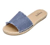 Espadrij L'ORIGINALE Pantoletten PLAGE LINEN dusty blue, Größe:39 EU
