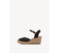 Slingpumps TAMARIS, Damen, Gr. 37, schwarz, Bast, Leder, Textil, geflochten, kontrastfarbene Details, Schuhe Slingpumps, Sandalette, Riemchensandale mit Touch it-Ausstattung (11168505-37) schwarz