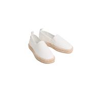 Espadrille CALVIN KLEIN "OBLIQUE ESPADRILLE CANVAS", Damen, Gr. 40, sanftes weiß, Textil, unifarben, Schuhe Espadrille, Slipper, Flats, Mokassin, Schlupfschuh mit Bastumrahmung (10623468-40) sanftes w