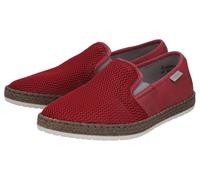 Espadrille RIEKER, Damen, Gr. 43, dunkelrot, grau, Nubuklederimitat, Textil, unifarben mit Farbeinsatz, Schuhe Slipper, Sommerschuh, Slipper, Freizeitschuh im Materialmix (36611744-43) dunkelrot, grau