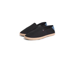 Espadrille TOMMY HILFIGER "CORE HILFIGER ESPADRILLE TEXTILE", Herren, Gr. 41, schwarz, Baumwolle, unifarben mit Farbeinsatz, Schuhe Espadrille, Slipper, Schlupfschuh, Flats mit typischem Jutebezug (83