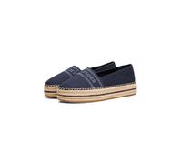 Espadrille TOMMY HILFIGER "DENIM PLATFORM ESPADRILLE", Damen, Gr. 41, blau (dunkelblau), Baumwolle, Schuhe Espadrille, Plateau, Slipper, Schlupfschuh, Bequemschuh mit Bastbezug am Plateau (16054022-41