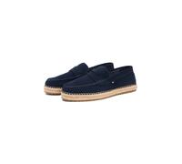 Espadrille TOMMY HILFIGER "FLEXIBLE HILFIGER SDE ESPADRILLE", Damen, Gr. 45, dunkelblau, Veloursleder, Schuhe Espadrille, Sommerschuh, Slipper, Loafer mit angesagtem Zierriegel (28285344-45) dunkelbla