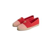 Espadrille TOMMY HILFIGER "TH SCRIPT CROCHET ESPADRILLE", Damen, Gr. 40, rot, Textil, Schuhe Espadrille, Schlupfschuh, Sommerschuh, mit TH-Schmuckelement, schmale Form (59661031-40) rot
