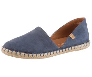 Espadrille VERBENAS "CARMEN SERRAJE", Damen, Gr. 35, ungefüttert, blau (jeansblau), Veloursleder, Schuhe Espadrille, Sommerschuh, Schlappen mit Jute-Rahmen (71905465-35) jeansblau