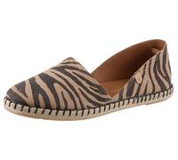 Espadrille VERBENAS, Damen, Gr. 38, sand, schwarz, zebra, Veloursleder, Veloursleder, Schuhe Espadrille, Slipper, Sommerschuh, Urlaubsschuh, Flat im Zebra-Look, Topseller (89092853-38)