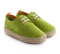 Espadrilles für Damen, flach, aus Jute und Leder, Schnürung, lässig, Sommer, handgefertigt in Spanien, flexibel, weich und atmungsaktiv, pistazie, 38 EU