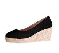 Espadrilles Für Damen Plateau Schuhe Suede Keilpumps Keilabsatz Damenschuhe Spitzer Zehenbereich Pumps Ohne Verschluss Absatzschuhe Geschlossen Dickbesohlte Freizeitschuhe Bequem Elegant