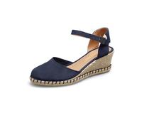 Slingpumps VERBENAS, Damen, Gr. 38, dunkelblau, Veloursleder, unifarben, Schuhe Slingpumps, Keilsandalette, Sommerschuh, Urlaubsschuh mit Bastbesatz (16025740-38) dunkelblau