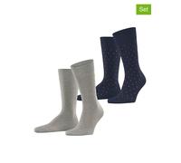 ESPRIT Herren Fine Dot 2-Pack M SO Baumwolle Gemustert 2 Paar Socken, Mehrfarbig (Blau Grau 0120), 39-42 (2er Pack)