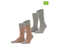 ESPRIT 2er-Set: Socken ''Fine Stripe'' in Grau - Größe 43-46 | Herrensocken