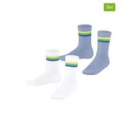 ESPRIT Unisex Kinder Socken Tennis Stripe Multipack K So Baumwolle gemustert 2 Paar, Mehrfarbig Light Blue White 0030, 23-26