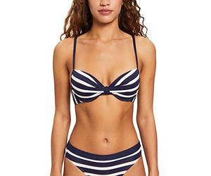ESPRIT Damen Bikini-Top mit wattierten Bügel-Cups und Streifen