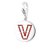 ESPRIT Damen-Charm 925 Sterling Silber rhodiniert Letter Fabric V ESCH91143A000