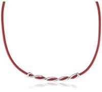 Esprit Damen-Halsband 925 Sterling Silber Leder mehrfarbig ESNL92244A390