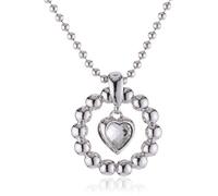 Esprit Damen-Kette pellet heart silver 925 Sterlingsilber 1 Glasstein farblos 42-45cm ESNL92073A420