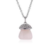 Esprit Damen-Kette pure rose 925 Sterlingsilber 41 Zirkonia farblos 2 Rosenquarz rosa 42-45cm ESNL92151A420