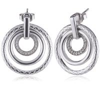 Esprit Damen-Ohrstecker round in round 925 Sterlingsilber 44 Zirkonia farblos S.ESER91274A000