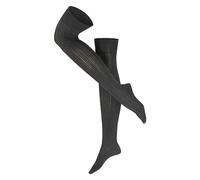 ESPRIT Damen Overknee-Socken Fine Structure Biologische Baumwolle Wolle lang gemustert 1 Paar, Grau (Dark Rock 3093), 35-38