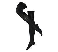 ESPRIT Damen Overknee-Socken Fine Structure Biologische Baumwolle Wolle lang gemustert 1 Paar, Schwarz (Black 3000), 35-38