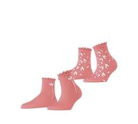 ESPRIT Femme Blossom 2-Pack W SSO Viscose motif Fantaisie Lot de 2 paires Kurzsocken, Rose (Shell Pink 8406), 35-38 (2er Pack)