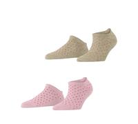 ESPRIT Damen Sneakersocken Fine Dot Multipack W Sn Baumwolle kurz gemustert 2 Paar, Mehrfarbig Brown Pink 0220, 39-42