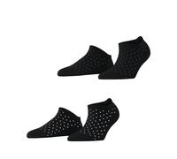 ESPRIT Damen Sneakersocken Fine Dot 2-Pack W SN Baumwolle kurz gemustert 2 Paar, Schwarz (Black 3000), 35-38