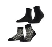 ESPRIT Damen Sneakersocken Geranium Multipack W Sso Baumwolle kurz gemustert 2 Paar, Schwarz Black Mix 0050, 35-38