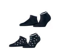 ESPRIT Damen Sneakersocken Little Hearts 2-Pack W Sn Baumwolle kurz gemustert 2 Paar, Blau Marine 6120, 35-38