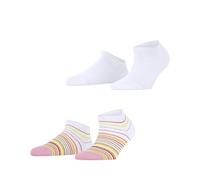 ESPRIT Damen Sneakersocken Multi Stripe Multipack W Sn Baumwolle kurz einfarbig 2 Paar, Weiß White 2021, 39-42
