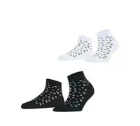 ESPRIT Damen Sneakersocken Playful Hearts 2-Pack W Sn Baumwolle kurz gemustert 2 Paar, Mehrfarbig Black White Mix 0050, 39-42