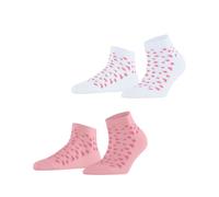 ESPRIT Damen Sneakersocken Playful Hearts 2-Pack W Sn Baumwolle kurz gemustert 2 Paar, Mehrfarbig Sortiment 0040, 39-42