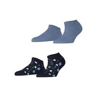 ESPRIT Damen Sneakersocken Spring Flowers Multipack W Sn Baumwolle kurz gemustert 2 Paar, Blau Blue Navy 0100, 35-38
