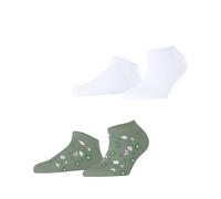 ESPRIT Damen Sneakersocken Spring Flowers Multipack W Sn Baumwolle kurz gemustert 2 Paar, Mehrfarbig White Green 0080, 39-42