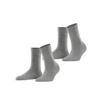 ESPRIT Damen Socken Basic Easy Multipack W So Baumwolle einfarbig 2 Paar, Grau Light Grey Melange 3390, 35-38
