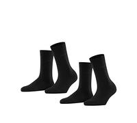 ESPRIT Damen Socken Basic Easy Multipack W So Baumwolle einfarbig 2 Paar, Schwarz Black 3000, 39-42