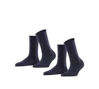 ESPRIT Damen Socken Basic Pure Multipack W So Baumwolle einfarbig 2 Paar, Blau Navyblue M 6490, 35-38