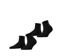 ESPRIT Damen Socken Basic Pure 2-Pack W SSO Baumwolle einfarbig 2 Paar, Schwarz (Black 3000), 35-38