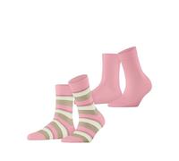 Esprit Damen Socken Crochet Stripe 2-Pack Baumwolle gemustert Rosa Größe 39-42