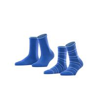 ESPRIT Damen Socken Easy Stripe 2-Pack, Baumwolle, 2er Pack, Blau (Cobalt 6712), 35-38 (UK 2.5-5 Ι US 5-7.5)