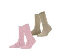 ESPRIT Damen Socken Fine Dot Multipack W So Baumwolle gemustert 2 Paar, Mehrfarbig Brown Pink 0050, 39-42