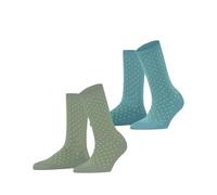 ESPRIT Damen Socken Fine Dot Multipack W So Baumwolle gemustert 2 Paar, Mehrfarbig Green Grey 0060, 35-38