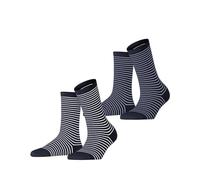 ESPRIT Damen Socken Fine Line 2-Pack W SO Baumwolle gemustert 2 Paar, Mehrfarbig (Blau 0040), 39-42